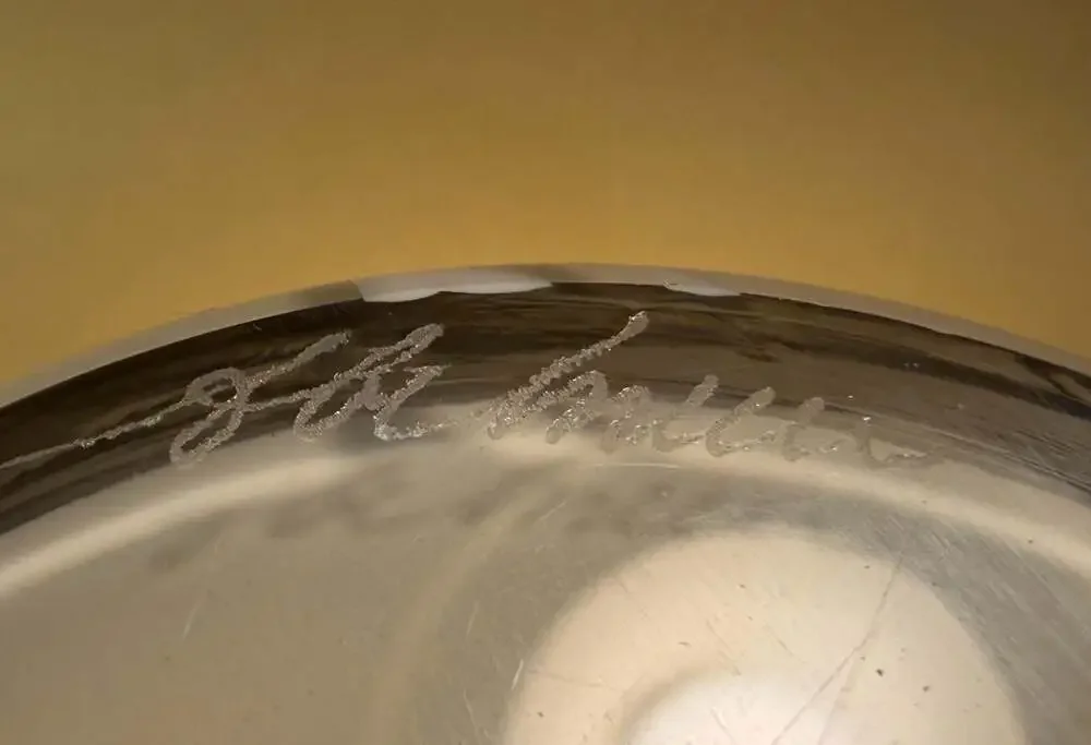 Stuart Abelman Signed 2004 Art Glass Vase with Heart Motif